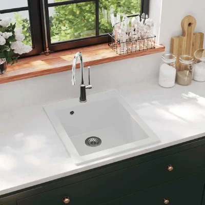 VIDAXL  - vier de cuisine Granite Blanc cr&egrave;me Blanc cr&egrave;me