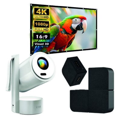 KYF Vid&eacute;oprojecteur Tablette Tactile 7&rsquo;&rsquo; 4K + Mur d&rsquo;Enceintes 20W + &Eacute;cran 100&rsquo;&rsquo; ALR