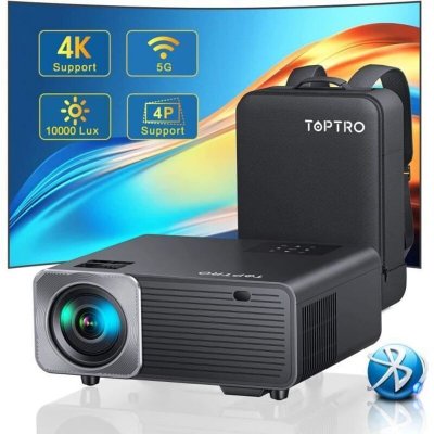 N.A. Vid&eacute;oprojecteur - TOPTRO - 4K - 10000 Lumens - WiFi - Bluetooth - Correction 4P/4D