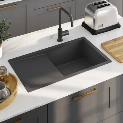 VIDAXL Vier de cuisine fait main Noir Acier inoxydable - 