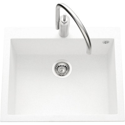 LUISINA Vier granit blanc  quadrille 1 bac 610x500 - blanc