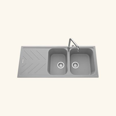 LUISINA Vier granit gris  arpege 2 bacs 1 &eacute;gouttoir - gris