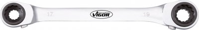 VIGOR  Lot de cl&eacute;s polygonales &agrave; cliquet, 1&nbsp;double, v2705