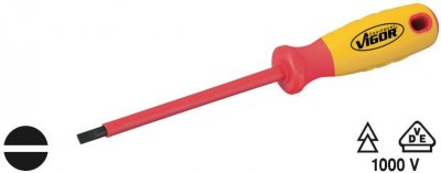 VIGOR  Tournevis pour vis &agrave; fente VDE, 0,5 x 3 - V2028