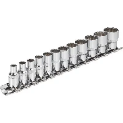 VIGOR  V1897 Jeu de 12 cl&eacute;s &agrave; douilles multiprofil 6,3 mm (1/4"")
