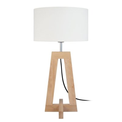 TOSEL VILI - Lampe de chevet colonne bois naturel et &eacute;cru