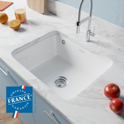 VILLEROY & BOCH Villeroy&boch - Subway - &Eacute;vier en c&eacute;ramique 55x44 cm avec vidage, CeramicPlus, blanc alpin 331001R1