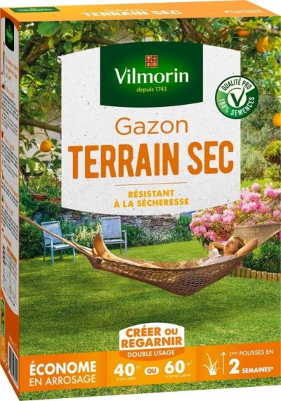 VILMORIN  Semences de gazon rustique terrain sec - Bo&icirc;te de 1 kg