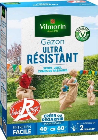 VILMORIN  Semences de gazon ultra-r&eacute;sistant Label Rouge - 1 kg