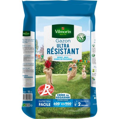 VILMORIN  Semences de gazon ultra-r&eacute;sistant Label Rouge - 15 kg