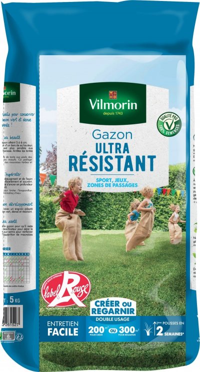 VILMORIN  semences de gazon ultra-r&eacute;sistant label rouge - 5 kg