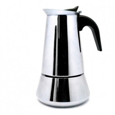 VIN BOUQUET  Fih249 Induction Italian Coffee Maker 6 Cups Argent&eacute;