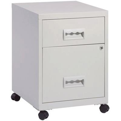 VINCO Armoire de stockage verticale mobile 2 tiroirs gris