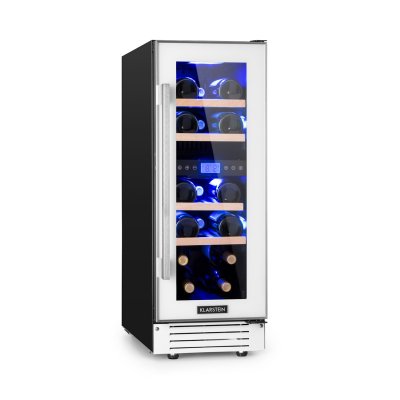 KLARSTEIN Vinovilla 17 Cave &agrave; vin r&eacute;frig&eacute;r&eacute;e 2 zones 53 litres / 17 bouteilles - Classe G - Blanche