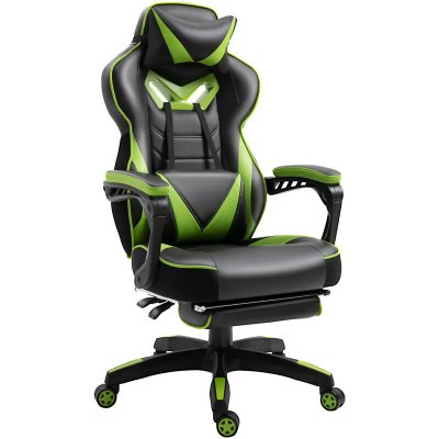 VINSETTO  - Fauteuil de bureau - Rev&ecirc;tement synth&eacute;tique PU - 65x70x128.5cm - Vert