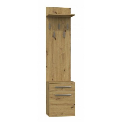 VIONI - Meuble vestiaire d'entr&eacute;e - Portemanteau mural avec Ch&ecirc;ne