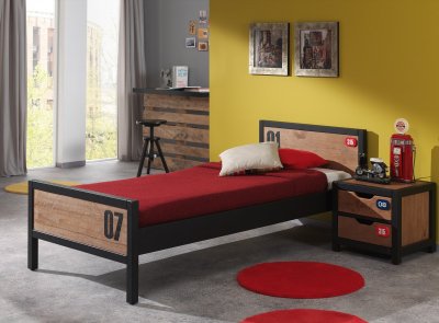 VIPACK  - ALEX lit simple pin massif + Chevet table de nuit pin massif