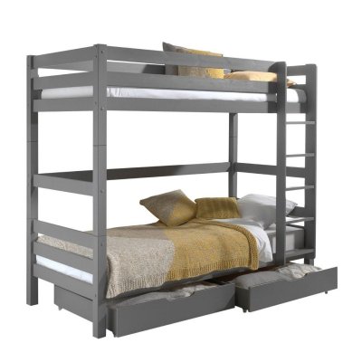 VIPACK  Bed, Bois de pin, Solid Pine Painted Grey, 90 x 200 cm