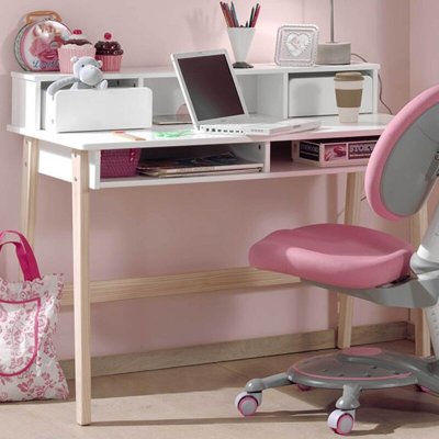 VIPACK  Bureau bois massif laqu&eacute; blanc Scandinave Kiddy