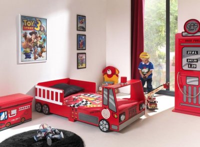 PARIS PRIX Vipack Funbeds Lit Junior Pompier + Armoire Petrol Pump 1 Porte