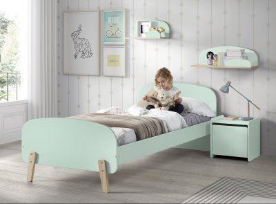 PARIS PRIX Vipack Kiddy Lit En Bois Laqu Et Brut Et Sommier + Chevet 1 Porte + Etagre 45 Cm + Etagre 65cm