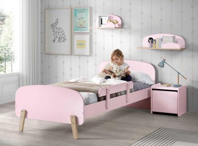 VIPACK  Kiddy Rose Lit Simple + Chevet + Barrire De Lit + Coffre Jouets
