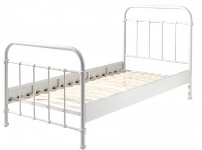 VIPACK  Lit en m&acute;tal New York Blanc 90 x 200 cm