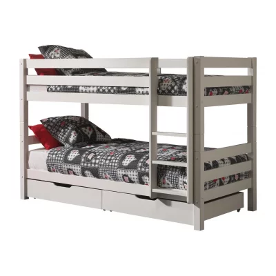 PARIS PRIX Vipack Lit Enfant Superpos Pino 90x200cm Blanc Hauteur 140cm + 2 Tiroirs De Lit