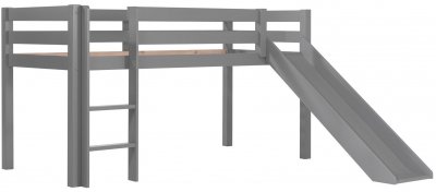 VIPACK  lit enfant sur&eacute;lev&eacute; avec toboggan pino 90x200cm gris PIHSGB17
