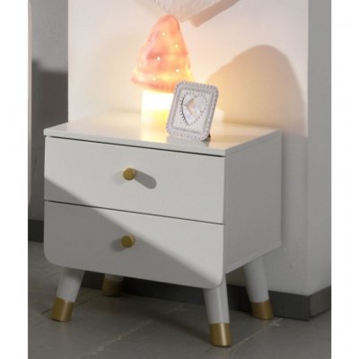 Vipack table de chevet &agrave; 2 tiroirs billy bois blanc satin&eacute; BINA2214