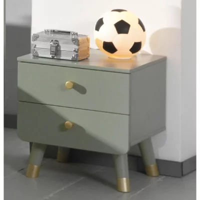 Vipack Table de chevet &agrave; 2 tiroirs Billy Bois Vert olive