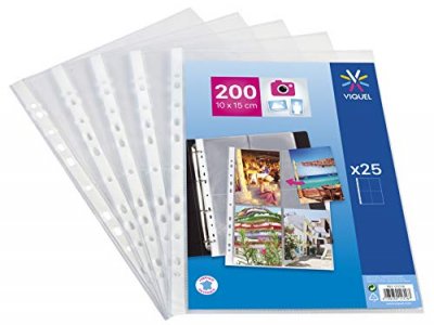 VIQUEL  Lot de 25 Pochettes perfor&eacute;es pour photos ou cartes postales