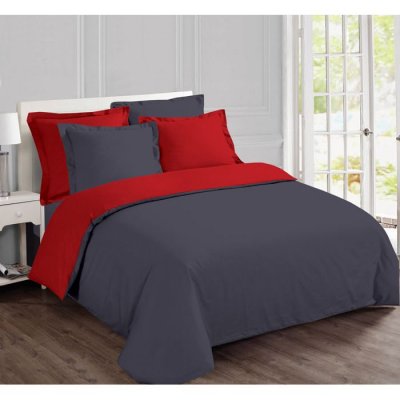 VISION  - Bicolore - Housse De Couette R&eacute;versible 240x220cm Avec 2 Taies 65x65cm