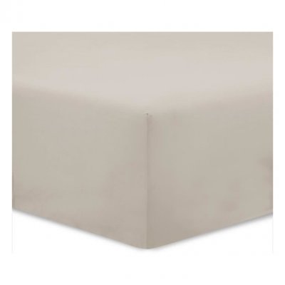 VISION  Drap housse 100% coton - 160x200 cm - Mastic