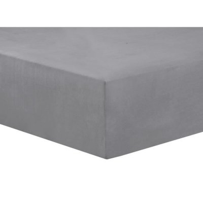 VISION  Drap housse Flanelle - 180 x 200 cm - Gris