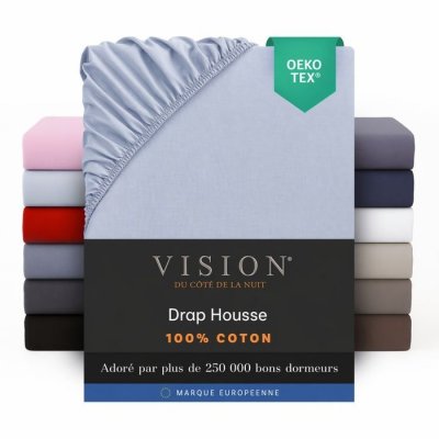VISION  - Drap housse Gris Perle - 200x200cm - 100% coton