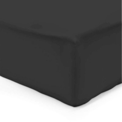 VISION  - Drap housse Noir - 160x200cm - 100% coton
