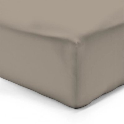 VISION  - Drap housse Taupe - 140x190cm - 100% coton