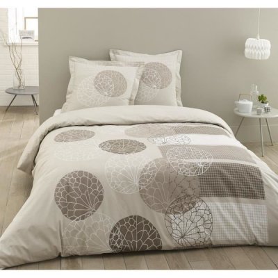 VISION  Housse De Couette Adele 240x260 Cm + 2 Taies D'oreillers 65x65 Cm Beige