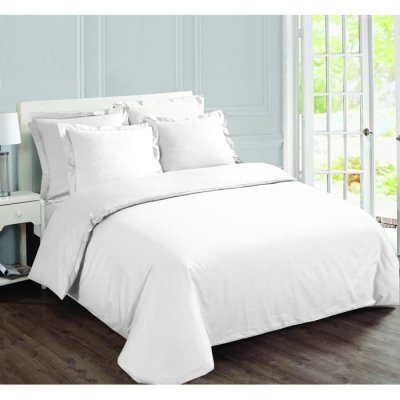 VISION  - Housse de couette unie 260x240cm avec 2 taies 65x65cm - Blanc - 100% coton