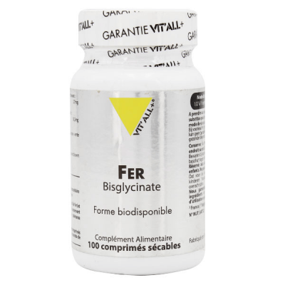 VIT ALL+ VIT'ALL+ Fer Bisglycinate 100 comprim&eacute;s s&eacute;cables