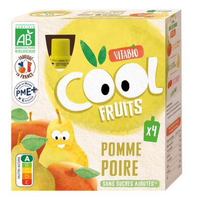 VITABIO  - Cool Fruits Pomme Poire - Bio - Gourde - 4x90g