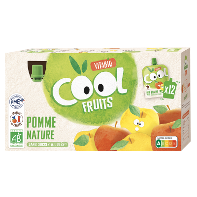 VITABIO  Cool - Gourdes Fruits Pomme Acerola 12 X 90g - Compote - BIO