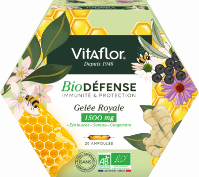VITAFLOR  Gel&eacute;e Royale Bio 1500 mg D&eacute;fense+ 20 Ampoules