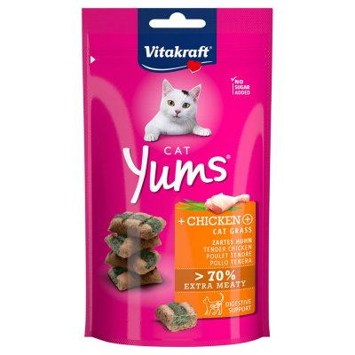 VITAKRAFT  Cat Yums - Bouch&eacute;es moelleuses au poulet et &agrave; l'herbe &agrave; chat