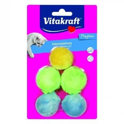 VITAKRAFT  Playtime - Jouet pour chat Pack de 5 Balles Peluches