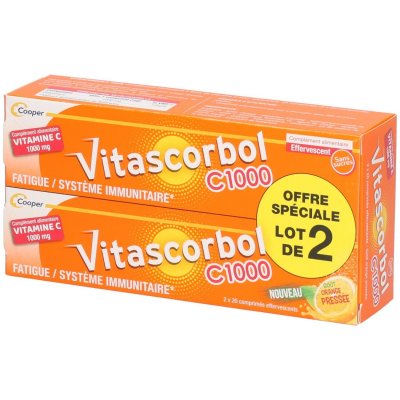 VITASCORBOL Vitamine C1000 2x20 comprim&eacute;s effervescents 