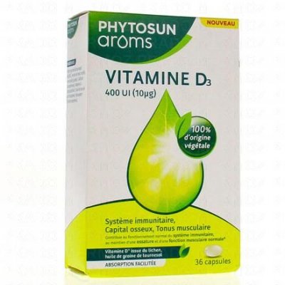 PHYTOSUNAROMS Vitamine D3 36 Capsules Phytosun Aroms