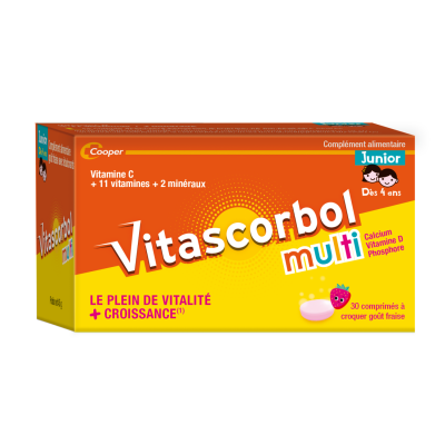 VITASCORBOL  Multi junior croissance bo&icirc;te de 30 comprim&eacute;s&agrave;croquer