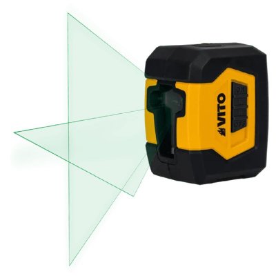VITO  - Niveau Laser de poche 2 lignes Vertes Port&eacute;e 20 m Int&eacute;rieur ext&eacute;rieur 2 piles fournies
